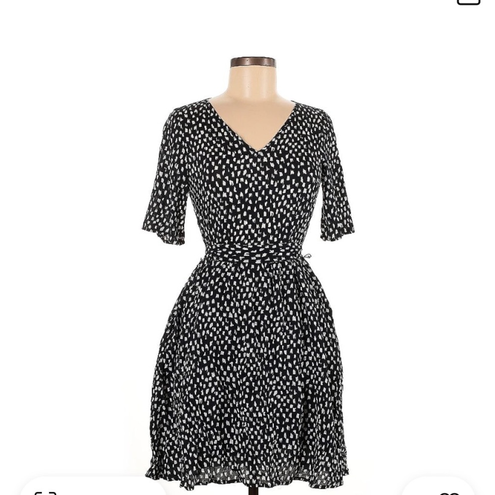 Amour Vert Black and White Silk Dress